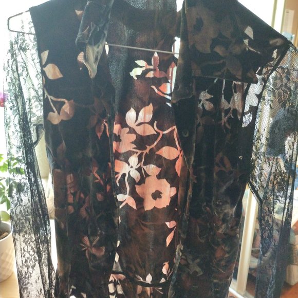 Velvet and Lace Brown blouse - S - Made in Italy - Picture 10 of 12